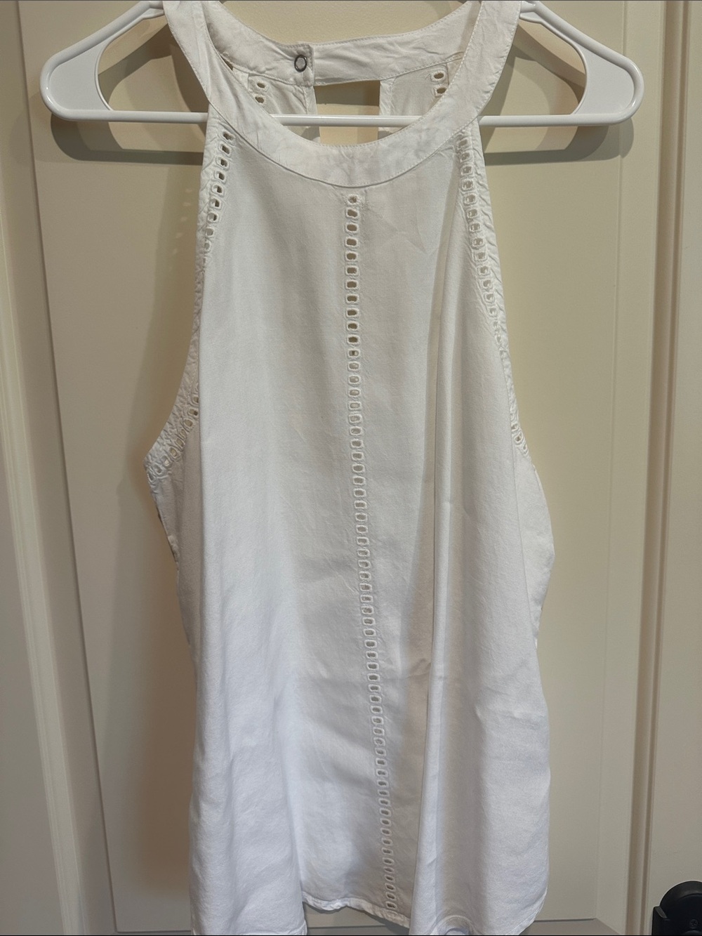 cloth & stone White Eyelet-Trim Halter Tank Top
